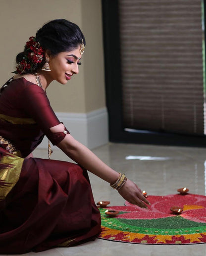 Unique Maroon Soft Silk Saree