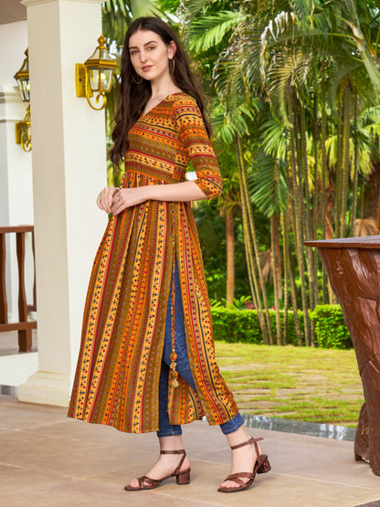 Geometric Printed Naira Kurta with Handmade Latakans