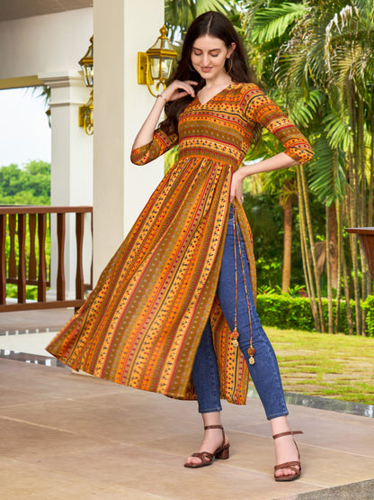 Geometric Printed Naira Kurta with Handmade Latakans