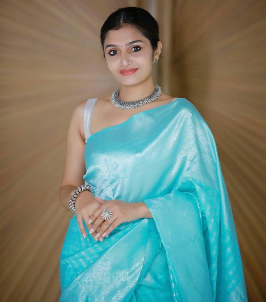 Sky Blue Rich Pallu And Jacquard Work Soft Silk Saree