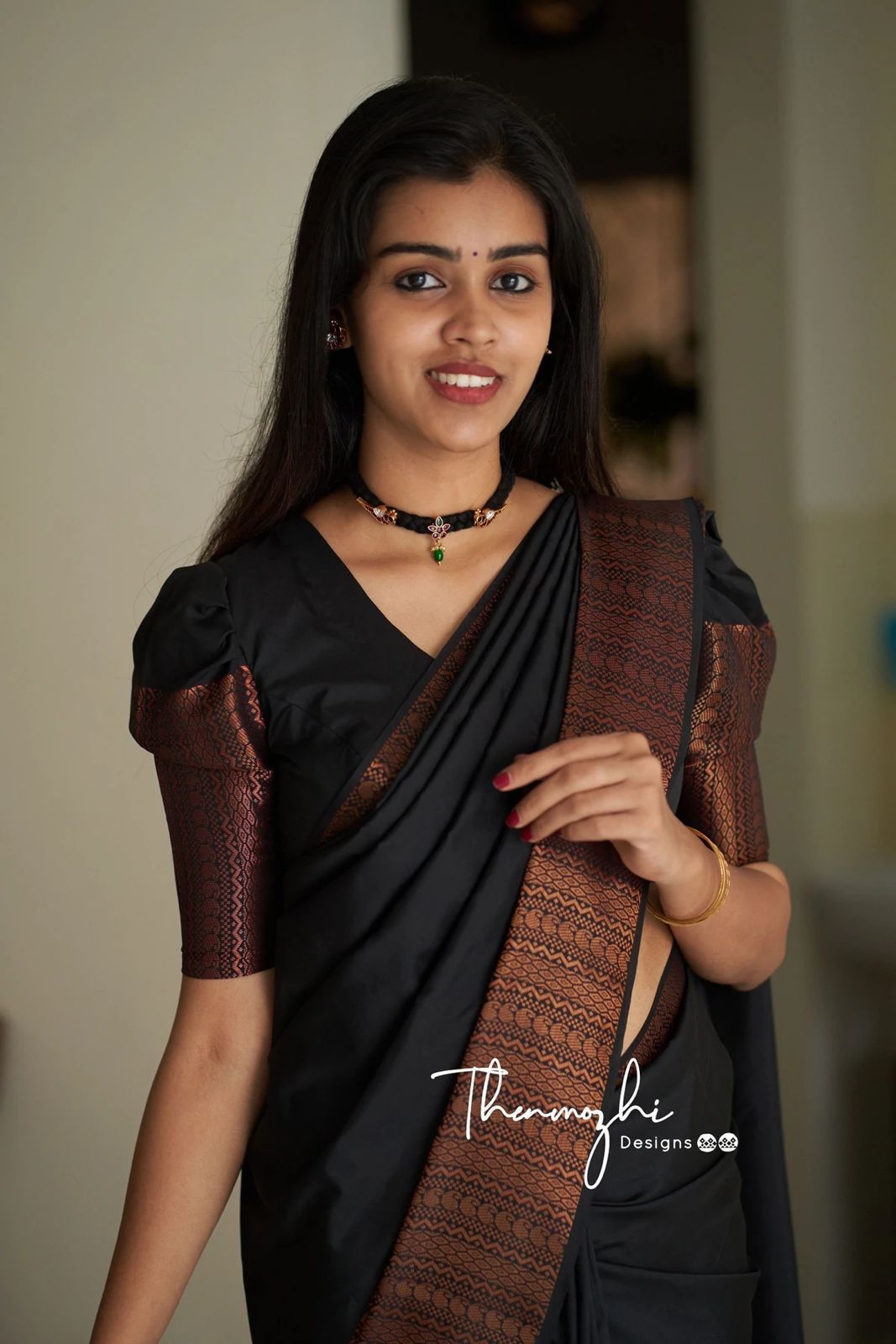 Black Soft Silk Saree Soft Lichi  With Weaving Border