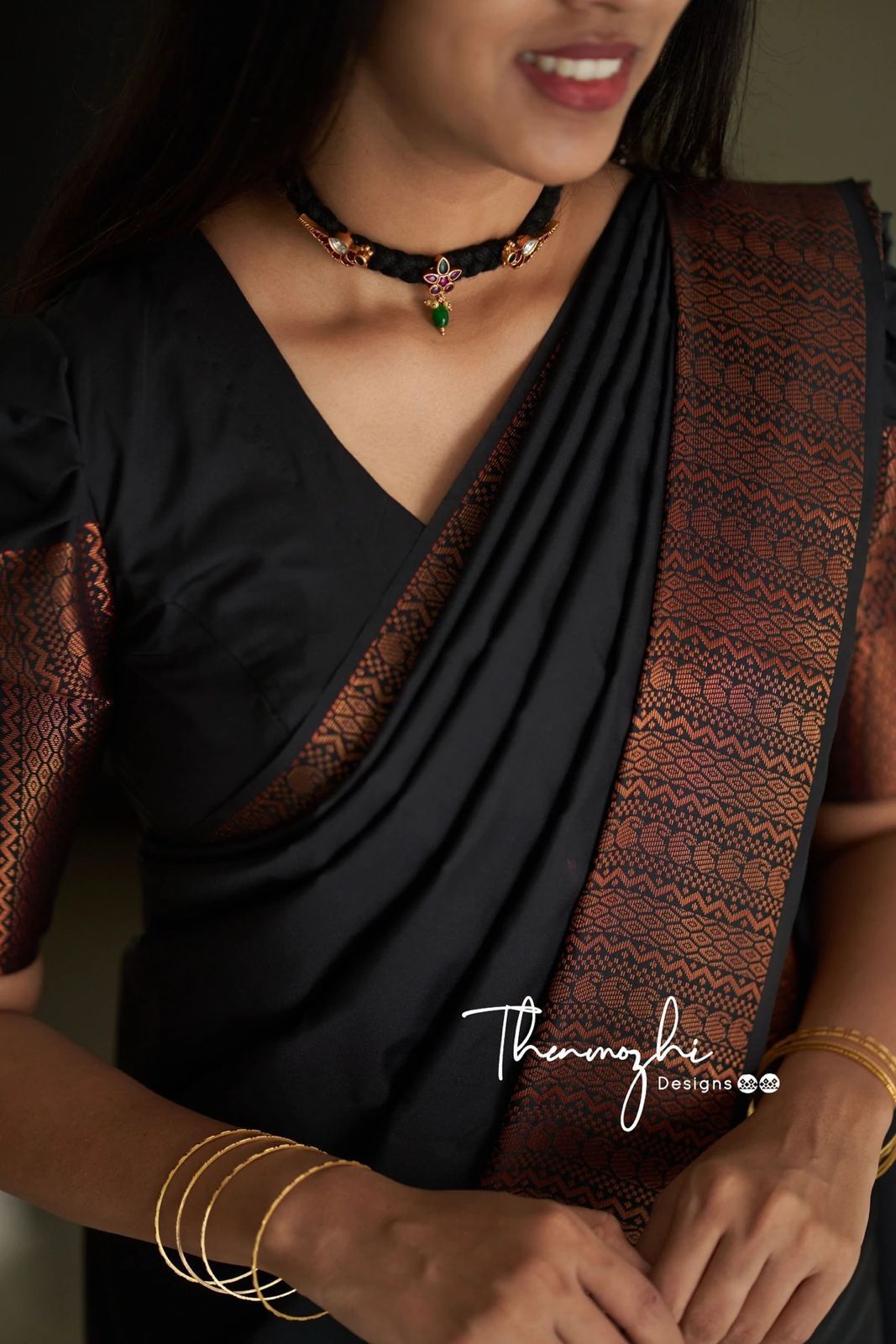 Black Soft Silk Saree Soft Lichi  With Weaving Border