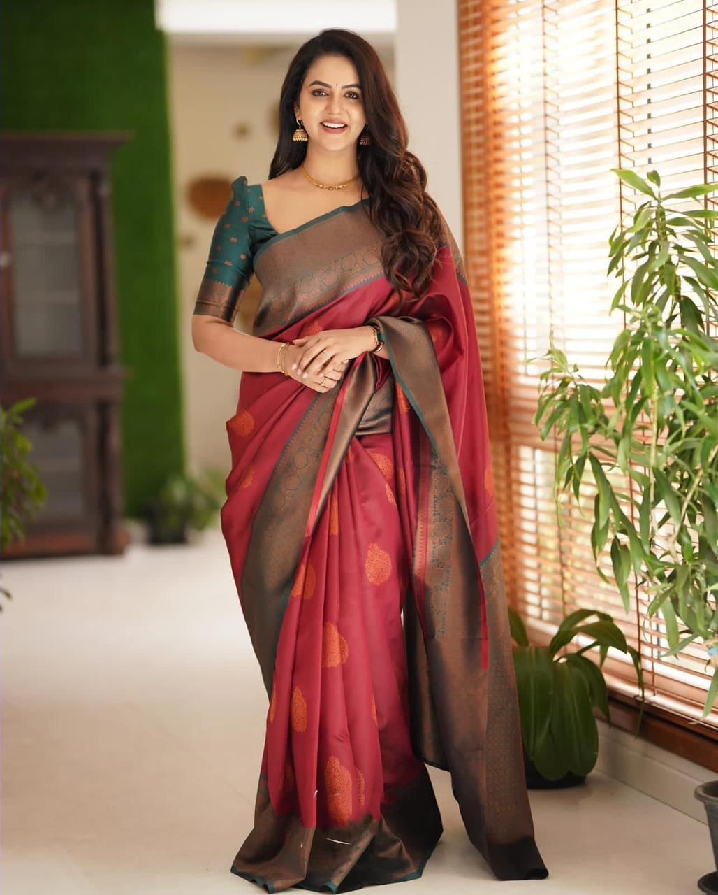 Rashami Red Soft Silk Saree