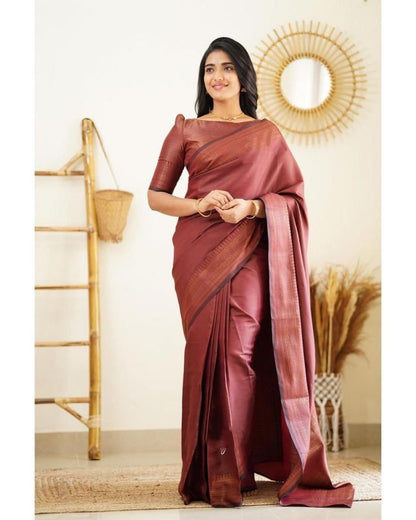 Dipti Wine Soft Silk Saree With Imaginative Blouse Piece Attached