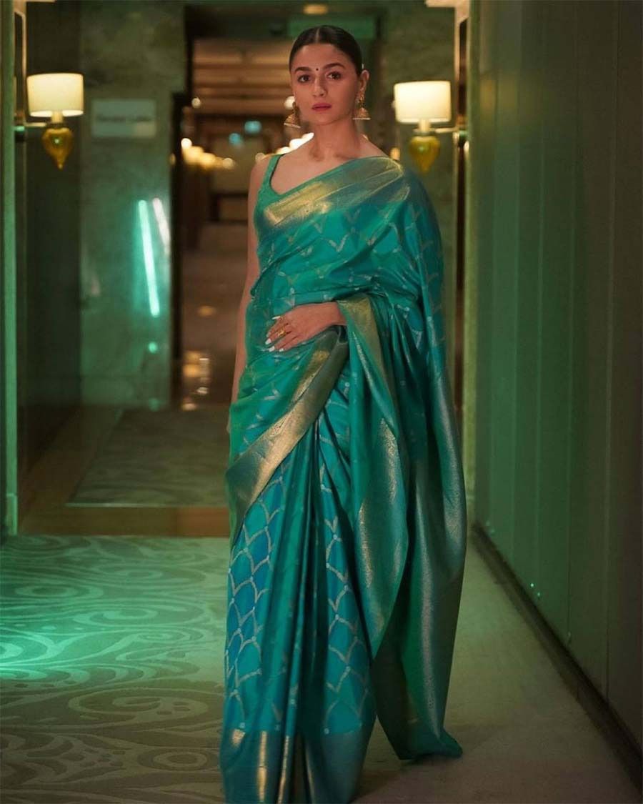 Sky Blue Rich Pallu And Jacquard Work Soft Silk Saree