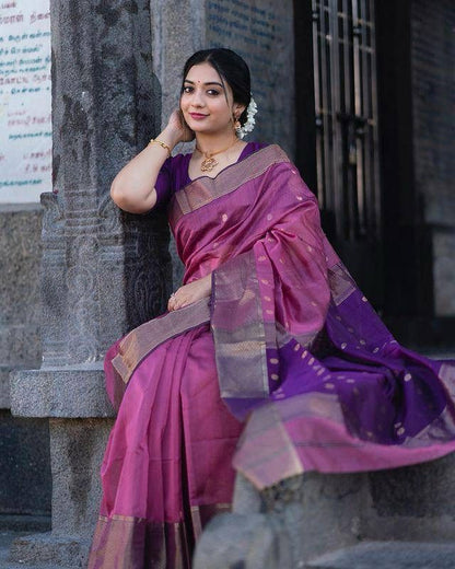 New Purple Colour Soft Silk Saree With Blouse