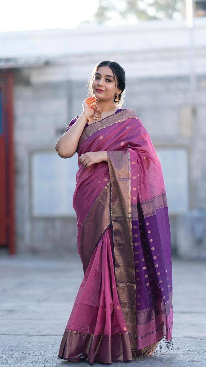 New Purple Colour Soft Silk Saree With Blouse