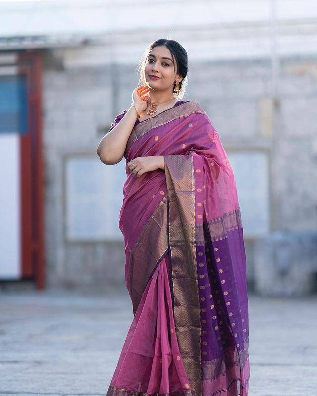 New Purple Colour Soft Silk Saree With Blouse