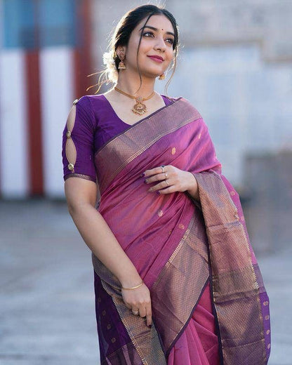 New Purple Colour Soft Silk Saree With Blouse