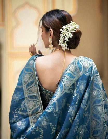 Gorgeous Sky Blue Colour Jacquard Border Soft Silk Saree