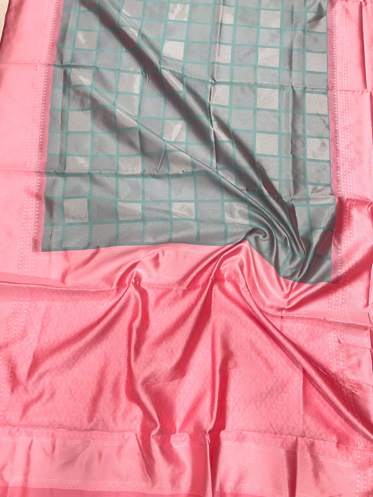 Silver Pink Kanjivaram Saree With Weaving Work