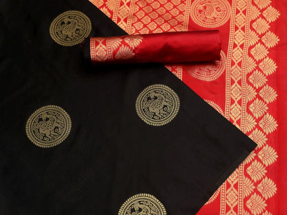 Black Silk Saree With Weaving Border