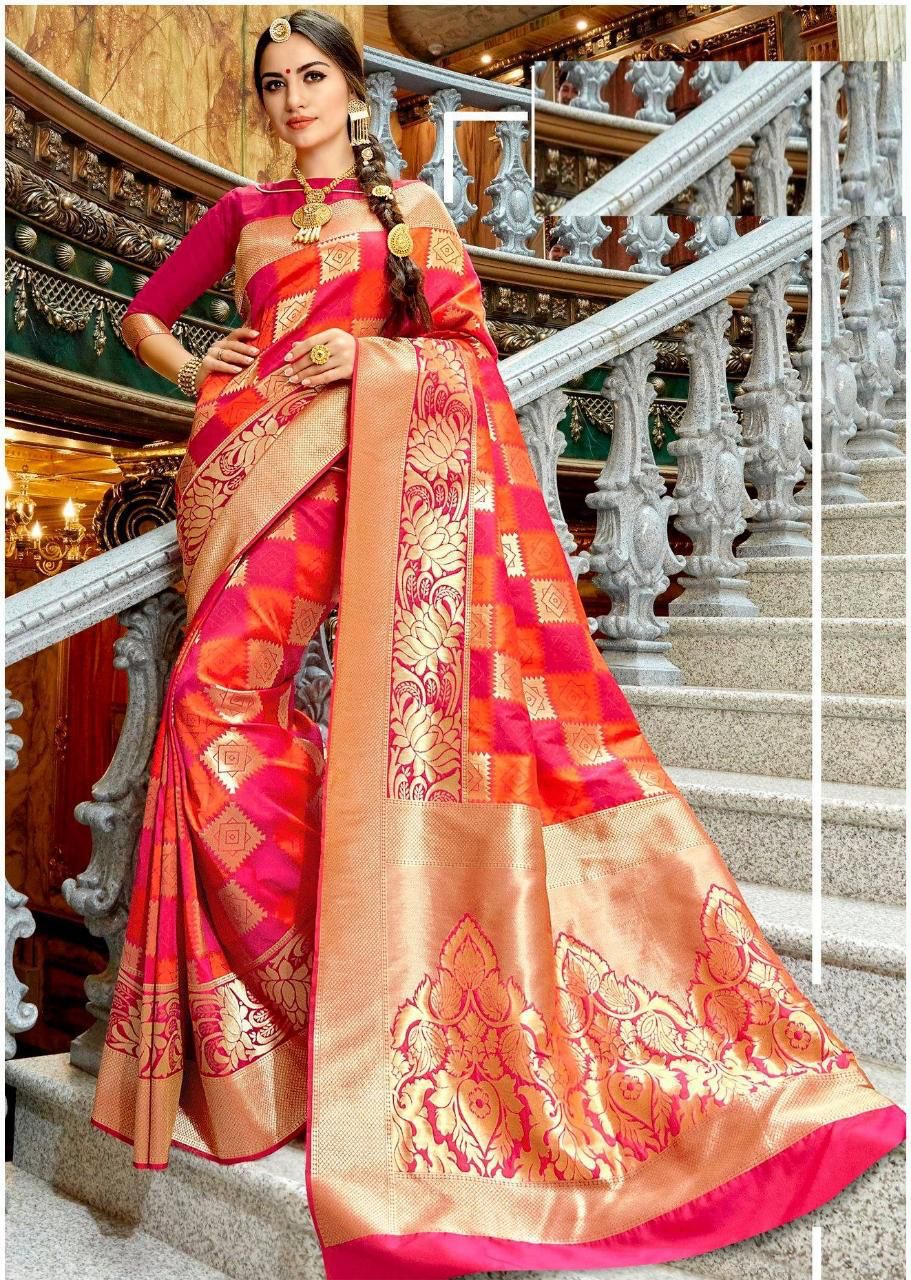 Pink Patola Bandhej Weaving Silk Saree