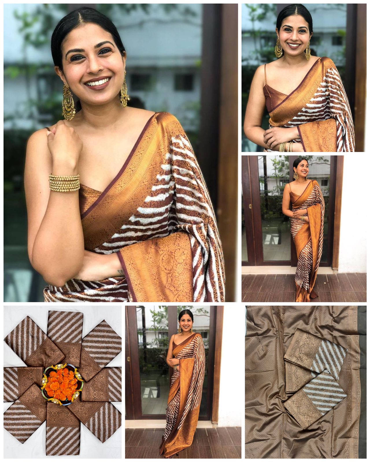 Brown Beautiful Rich Pallu And Jaquard Work Brown Silk Saree