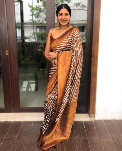 Brown Beautiful Rich Pallu And Jaquard Work Brown Silk Saree