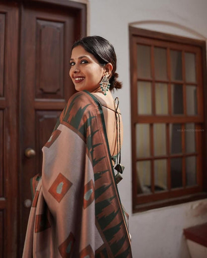 Silver Green Solf Silk Saree