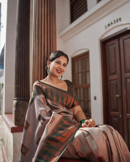 Silver Green Solf Silk Saree