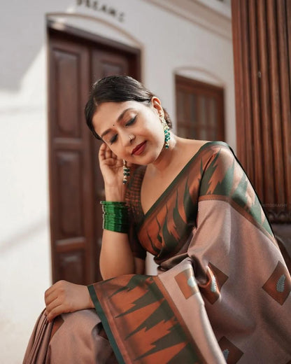 Silver Green Solf Silk Saree