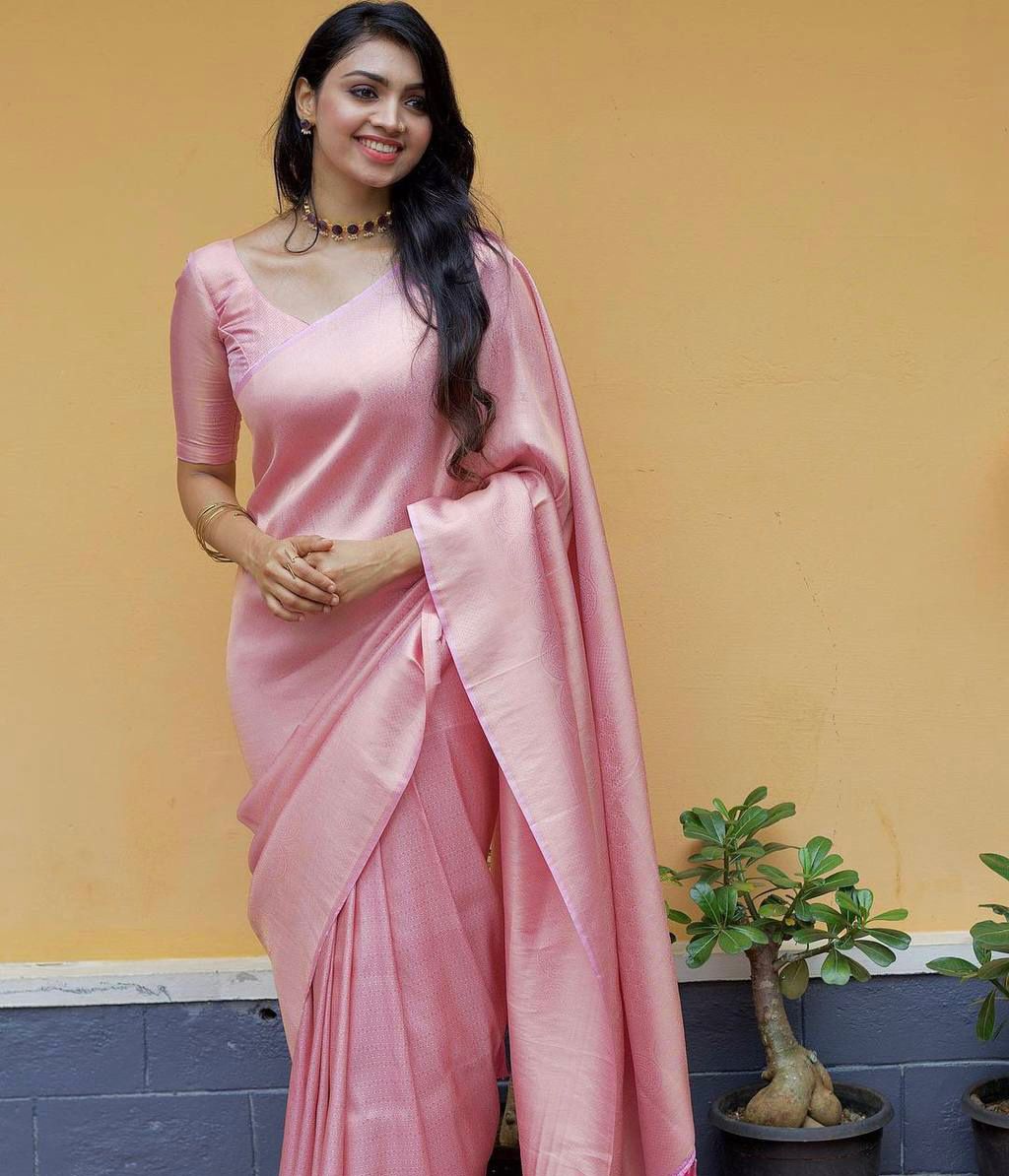 Pinky Pink Soft Silk Saree