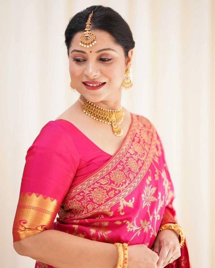 Pink Color Saree Soft Lichi Silk Saree With Blouse