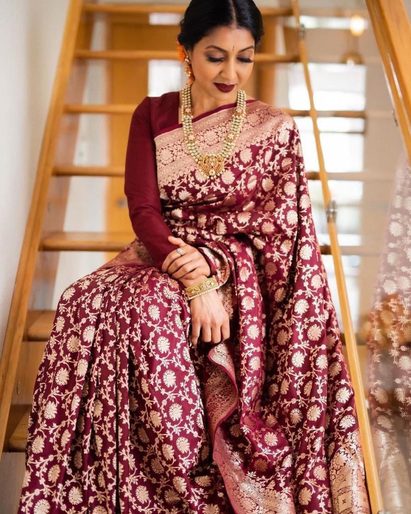 Maroon Color Soft Silk Saree