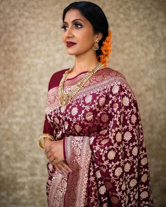 Maroon Color Soft Silk Saree