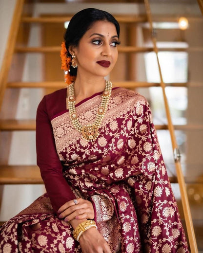 Maroon Color Soft Silk Saree