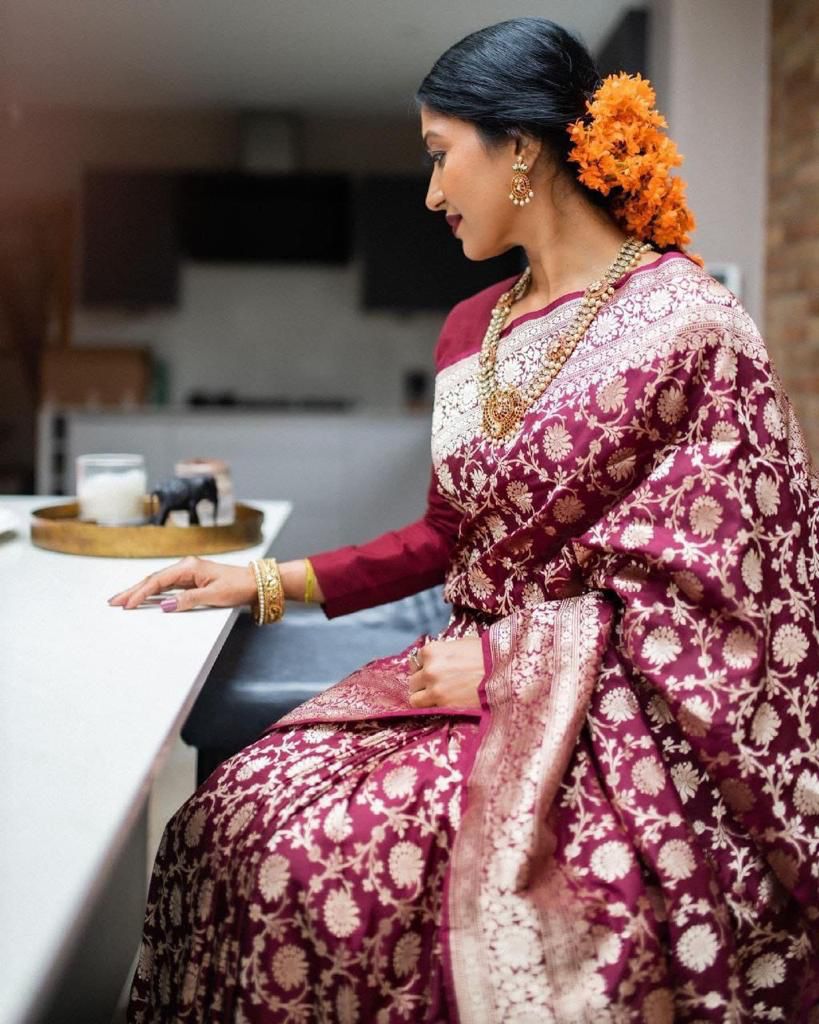 Maroon Color Soft Silk Saree