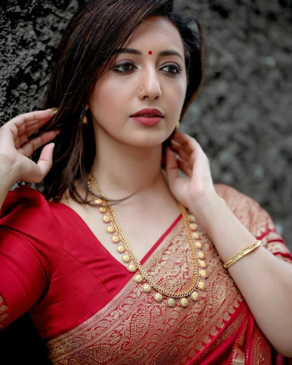 Red Laheriya Design Saree With Blouse