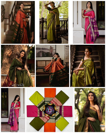 Parrot Green Soft Silk Saree With Zari Weaving Work