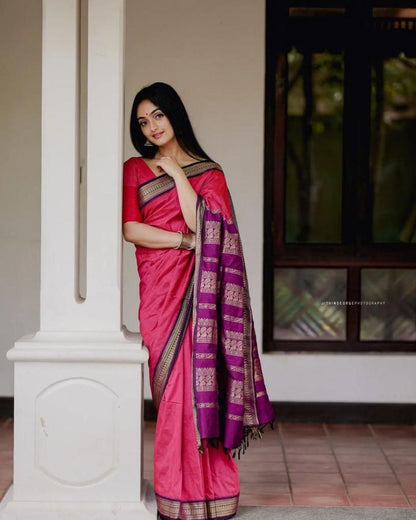 Parrot Green Soft Silk Saree With Zari Weaving Work