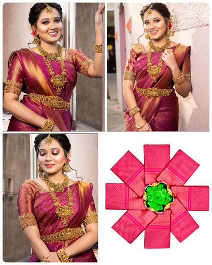 Fancy Pink Colour Patola Silk Zari Weaving Saree