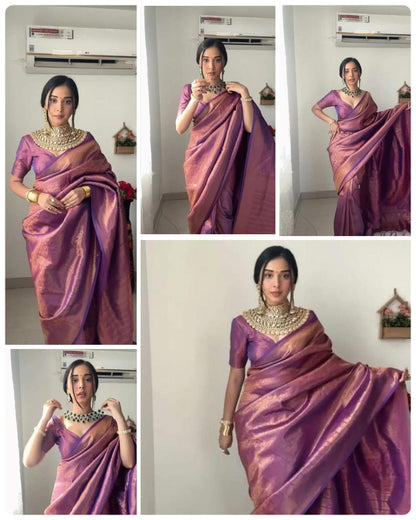 Purple Colour Soft Silk Saree With Blouse