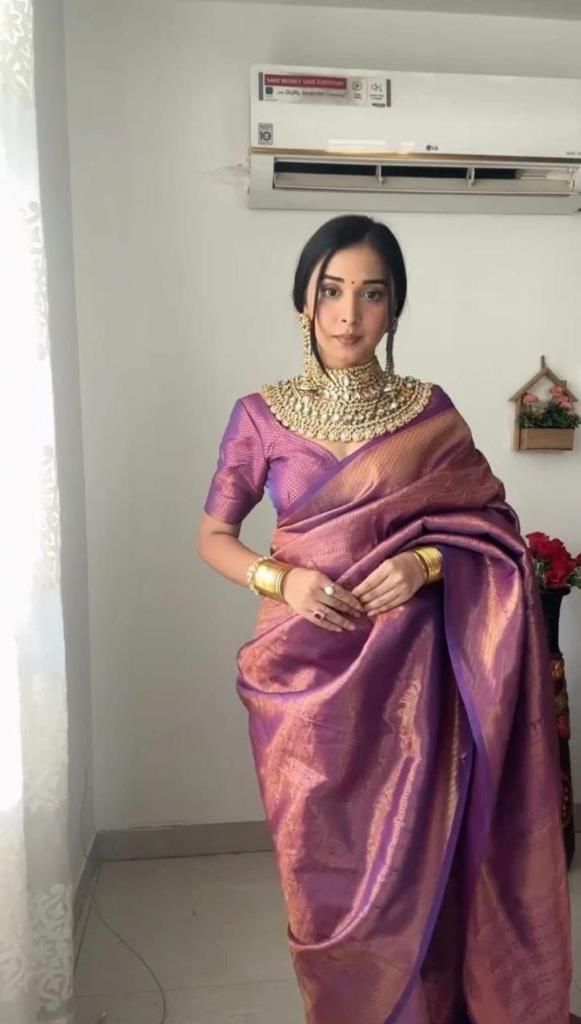 Purple Colour Soft Silk Saree With Blouse