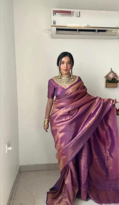 Purple Colour Soft Silk Saree With Blouse